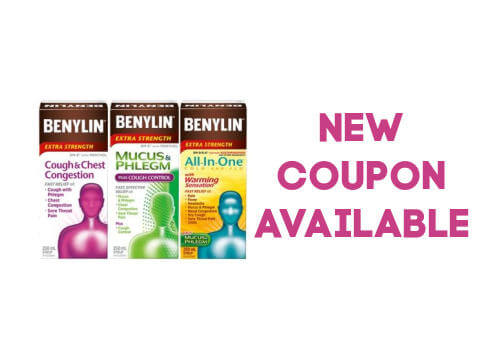 Benylin Coupons Available for $2.00 off on cough syrup and cold and flu products