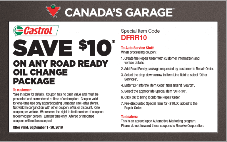 Canadian Tire Coupon: Save $10 on Road Ready Oil Change Package Here!!