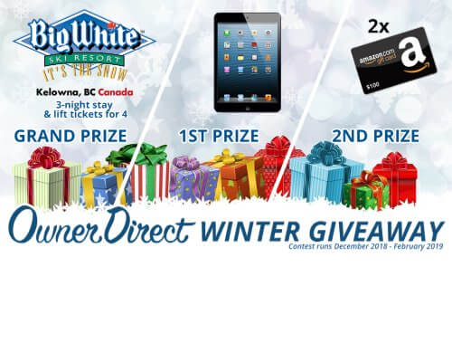 Owner Direct Contest – Win a Getaway or iPad Mini 4 or Amazon Gift Card
