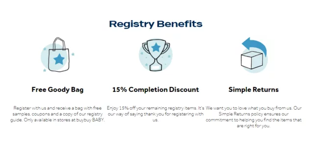 Buy Buy Baby Registry Benefits - Free goodie bag, 15% Coupon & FREE Returns