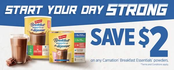 Carnation Coupon - Save $2.00 on Breakfast Essentials Powder