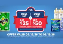 Costco P&G Rebate 2026 – Get up to a $50 Digital Gift Card wub P&G Products!