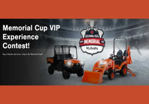 Kubota Canada BX Summer Contest: Win 3 months with a Kubota Tractor! | Canadian Free Stuff Kubota Canada Contest - Win a trip to the 2026 Memorial Cup!