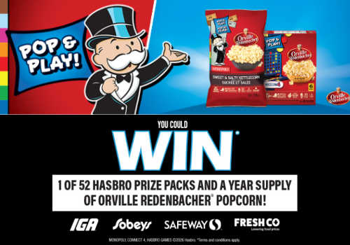 Check Out Some of the Best Deals and Free Samples in Canada | Canadian Free Stuff Win Hasbro Prize Packs and a Year supply of popcorn in this new Orville Redenbacher Contest Canada