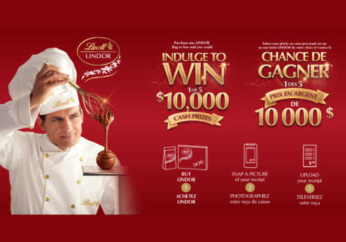 Lindt Canada contest-win 1 of 5 $10,000 CASH prizes in the new Lindt chocolate contest.