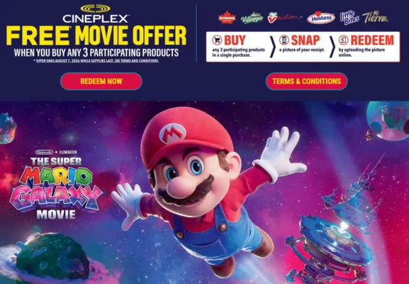 Check Out Some of the Best Deals and Free Samples in Canada | Canadian Free Stuff Cineplex Canada Offer: Super Mario Galaxy FREE Movie Offer! (w/purchase)