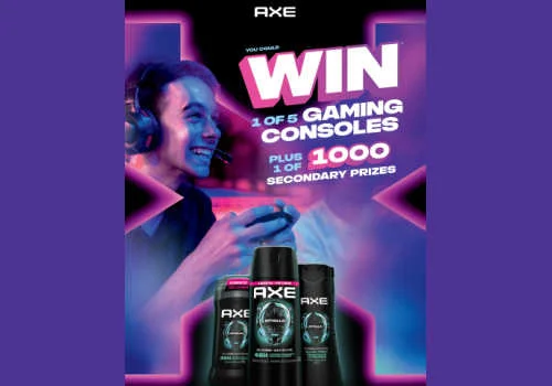 Win 1 of 5 gaming consoles plus 1 of 1000 secondary prizes in this new Axe Unilever contest