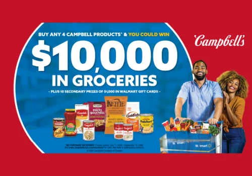Check Out Some of the Best Deals and Free Samples in Canada | Canadian Free Stuff Win $10,000 in Walmart gift cards or 1 of 10 $1,000 Walmart gift card secondary prizes. New Campbells free groceries contest.